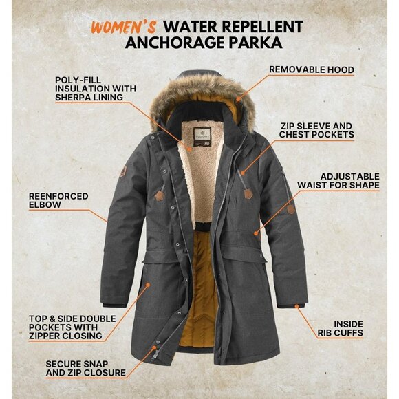 Women's Water Resistant Hooded Anorak Parka - Picture 2 of 7